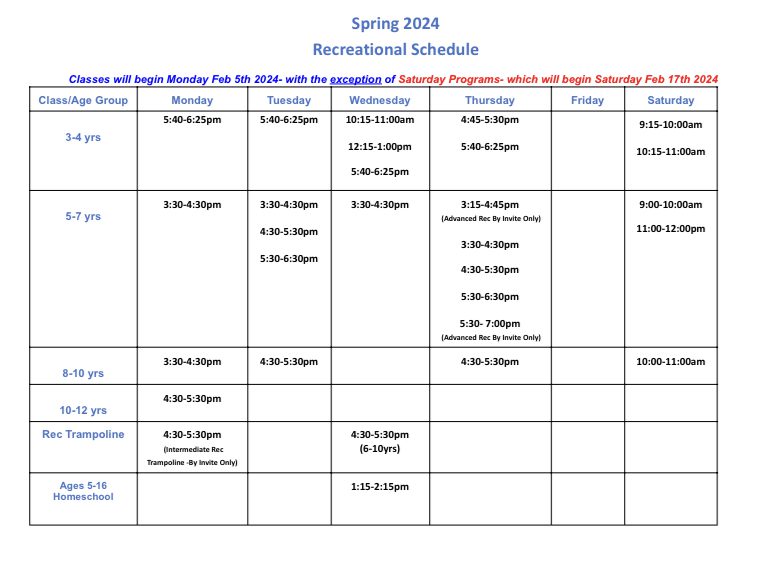 Spring 2015 residential schedule template.